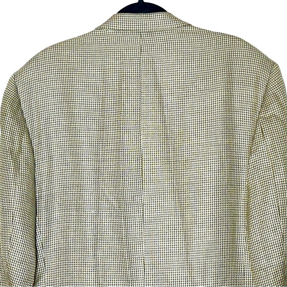 Adolfo Silk & Wool Houndstooth Two-Button Blazer in Neutral Earth Tones Size 44L - Picture 4 of 11